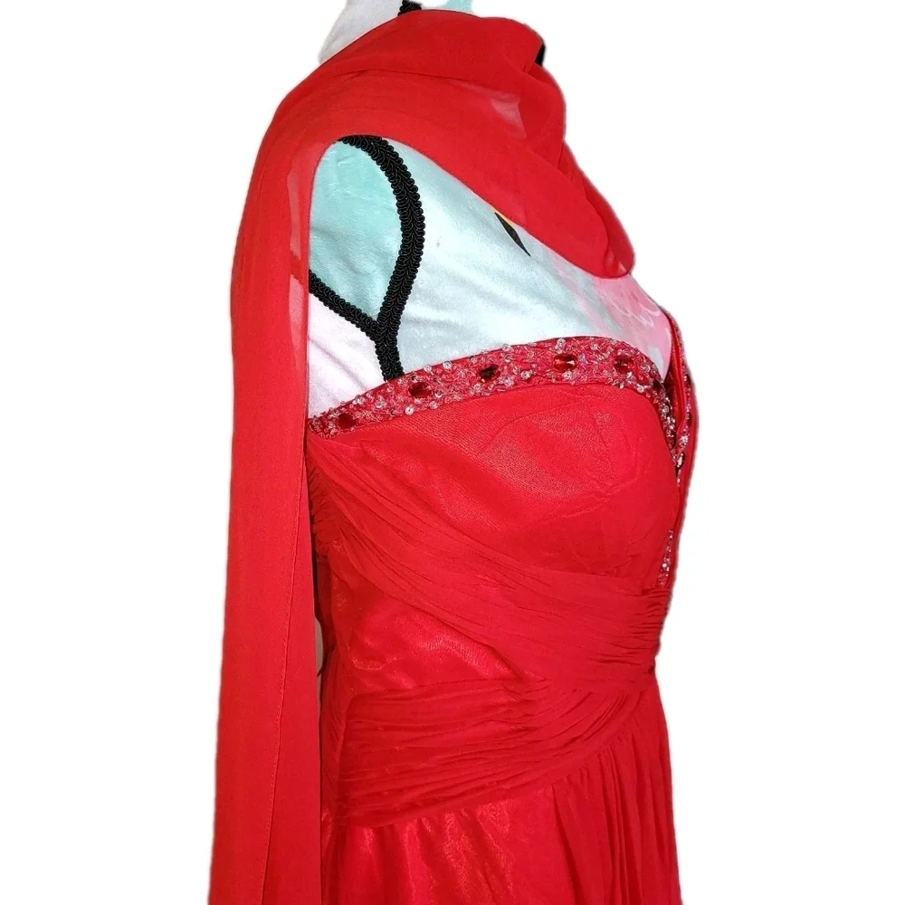 May Queen Red Strapless Embellished Sweetheart Formal Dress - Picture 2 of 16